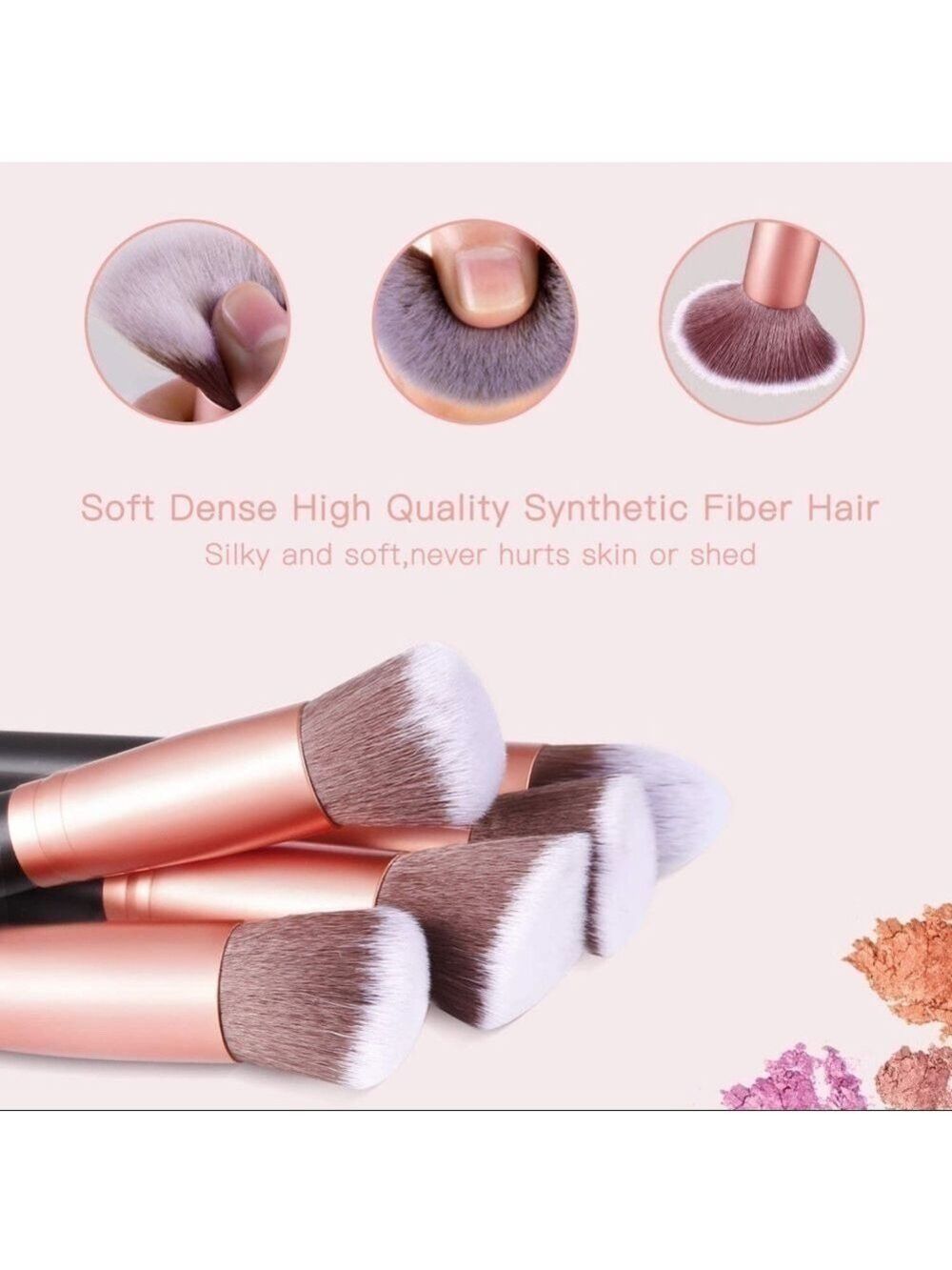 NEW-18PC Makeup Brush Set, 4Pc BlenderSponge,1PcBrushCleaner+2Pc FREE Mask Brush - Picture 5 of 7